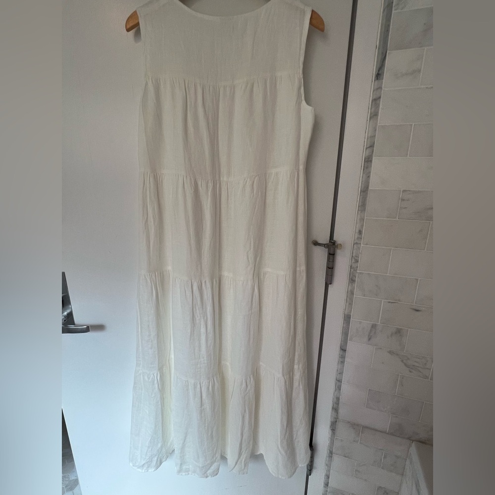 Magaschoni White Linen Sleeveless Maxi Dress - Picture 4 of 5